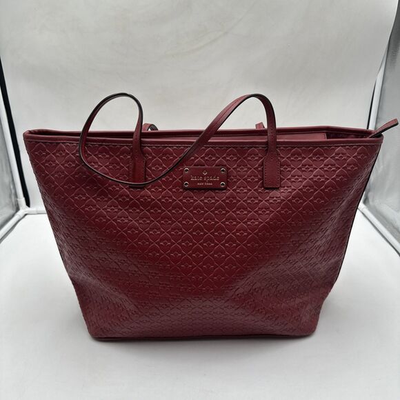 Kate Spade Margareta Penn Place XL Tote Leather Bag Train Car Red Good Condition - Picture 1 of 13